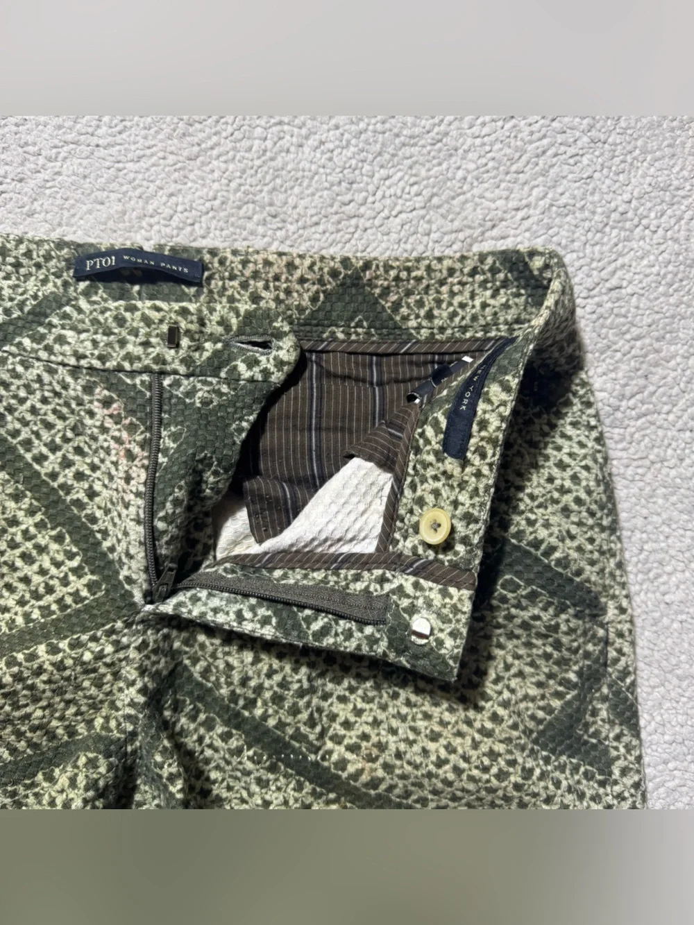 PT01 Pants Womens 40 (4 US) PT Torino PTW Green Patterned New York Italy 28x26.5